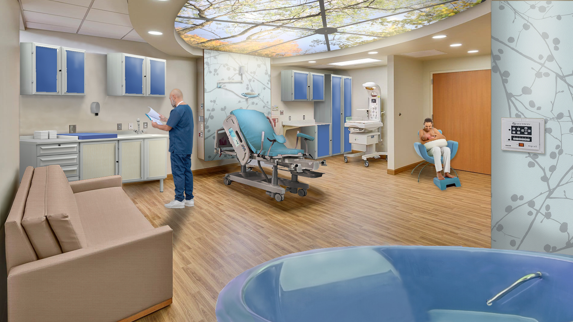 Sala parto — render progettuale